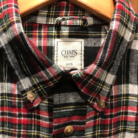 NEW ! Chaps Plaid Flannel Men’s Shirt - Size Medium - Picture 3 of 4